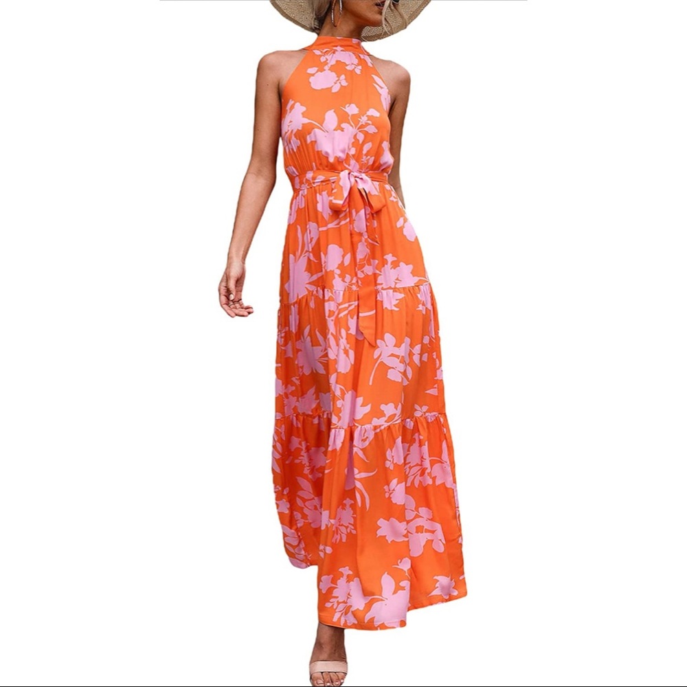 Halter Floral Maxi Dress